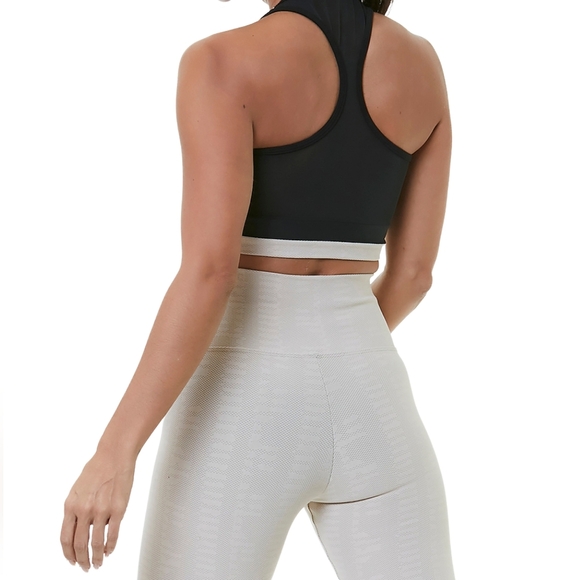 Cropped Desert Black and White Sports Bra - Picture 2 of 4
